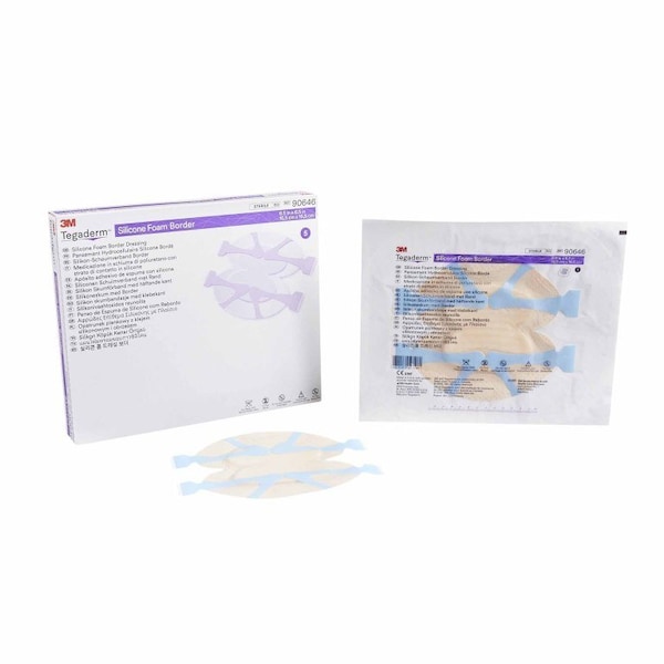 3M Tegaderm Foam Dressing 6-1/2x6-1/2 In. With Border Film Backing Silicone Adhesive Heel, Contour Sterile, 20PK 90646 - main